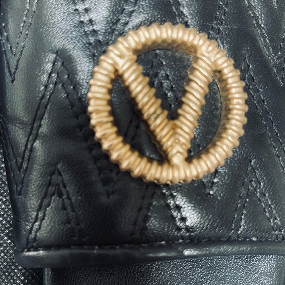 Valentino By Mario Valentino Black and Gold Mules with Distinctive Hardware - Picture 3 of 8